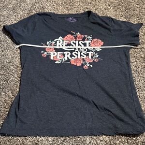 Crazy Dog T-Shirts Black Feminism Tee “Resist and Persist” Navy